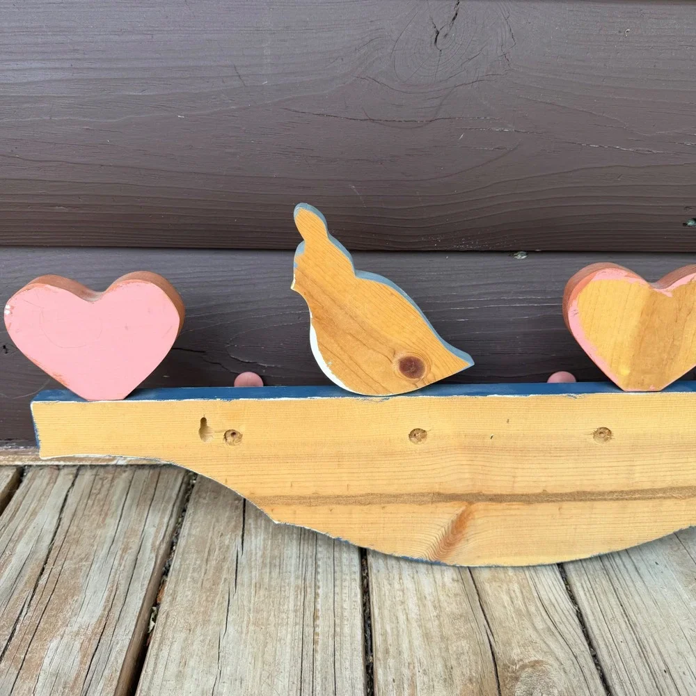 Vintage Folk Art Wooden Wall Hooks – Bluebird Country Cottage Peg Rack